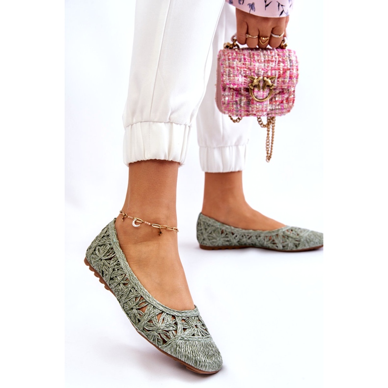 Seastar Balerini verzi ajurat la modă verde 1 Seastar Balerini verzi ajurat la modă verde 1