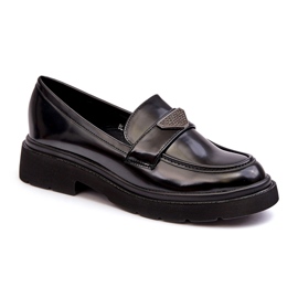 Mocasini cu toc plat pentru dama, negri negru 1