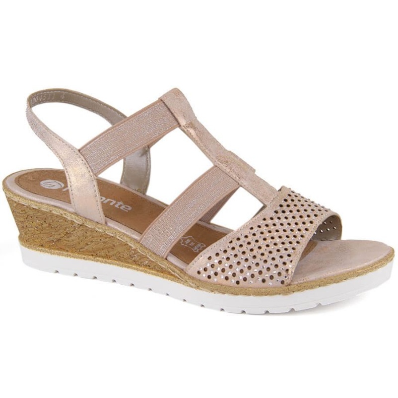 Rieker Sandale comode cu pană Remonte W RKR667, aur roz 1