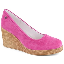 Pantofi cu pană din piele intoarsa Filippo W PAW339E fucsia roz 1