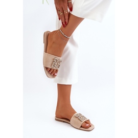 Pantofi De Dama Cu Toc Plat Cu Decorat, Inaile Bej 1