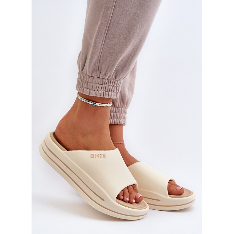 Flip-flops de damă pe platforma Big Star NN274A034 Bej 2
