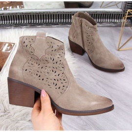 Cizme cowboy din piele ajurata S.Barski W OLI32C, bej 1