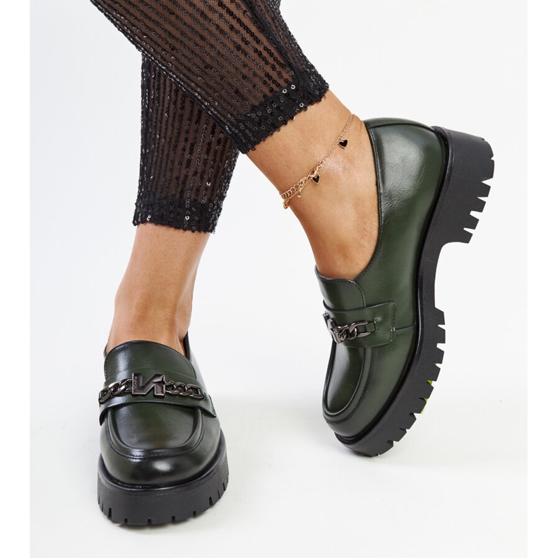 Mocasini din piele verde Vinceza 2