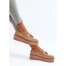 Mocasini De Dama Pe Platforma Cu Franjuri, Maro Mialani 1