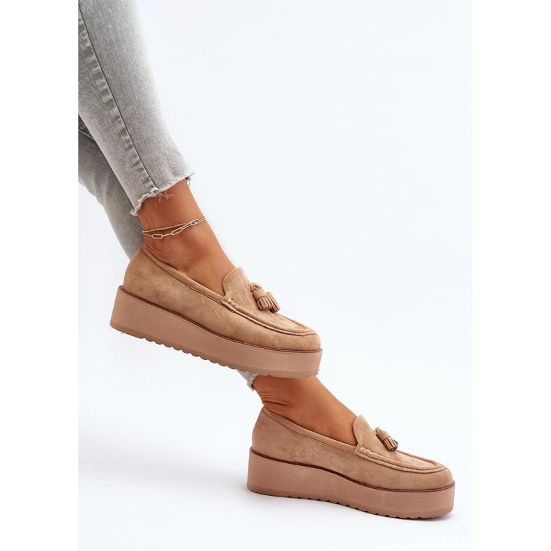 Mocasini De Dama Pe Platforma Cu Franjuri, Maro Mialani 1