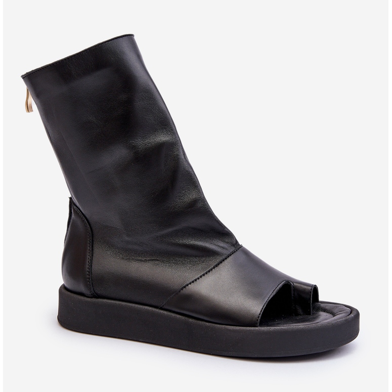 Sandale din piele pentru femei Zazoo 3441 cu partea superioara neagra negru 1