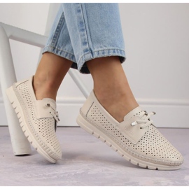 Vinceza W JAN273A pantofi ajurati din piele bej 2