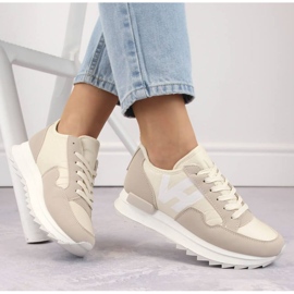 Potocki WOL214 pantofi sport cu platformă bej 2