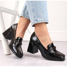 Potocki W WOL215A pantofi lacuți negri cu toc decorativ negru 2