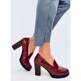 Mocasini cu toc lacuit Jeffis Brown maro 2