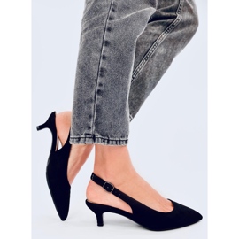 Malloi Tocuri joase negre cu toc deschis negru 1