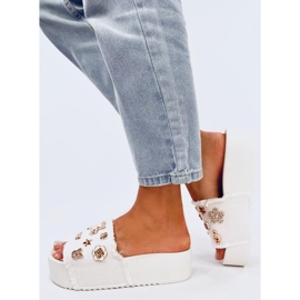 Seastar Șlapi cu talpă groasă și ursuleț de pluș Lancaster White alb 2