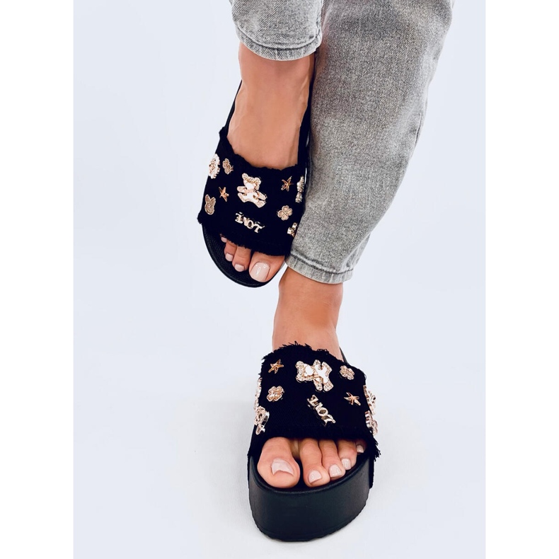 Seastar Șlapi cu talpă groasă și ursuleț de pluș Lancaster Black negru 1 Seastar Șlapi cu talpă groasă și ursuleț de pluș Lancaster Black negru 1