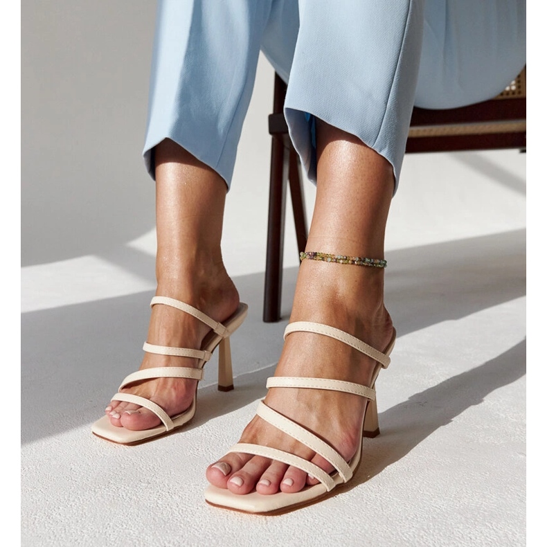 Flip-flops Semira bej deschis cu toc înalt 1