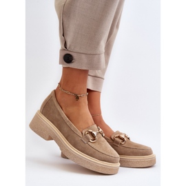 Zazoo 3429 Mocasini De Damă Cu Decorație De piele intoarsa, Bej 2