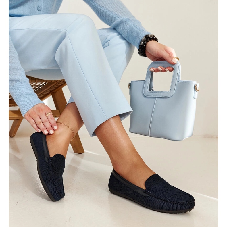 Mocasini din stofa bleumarin de la Fiammetta albastru 1