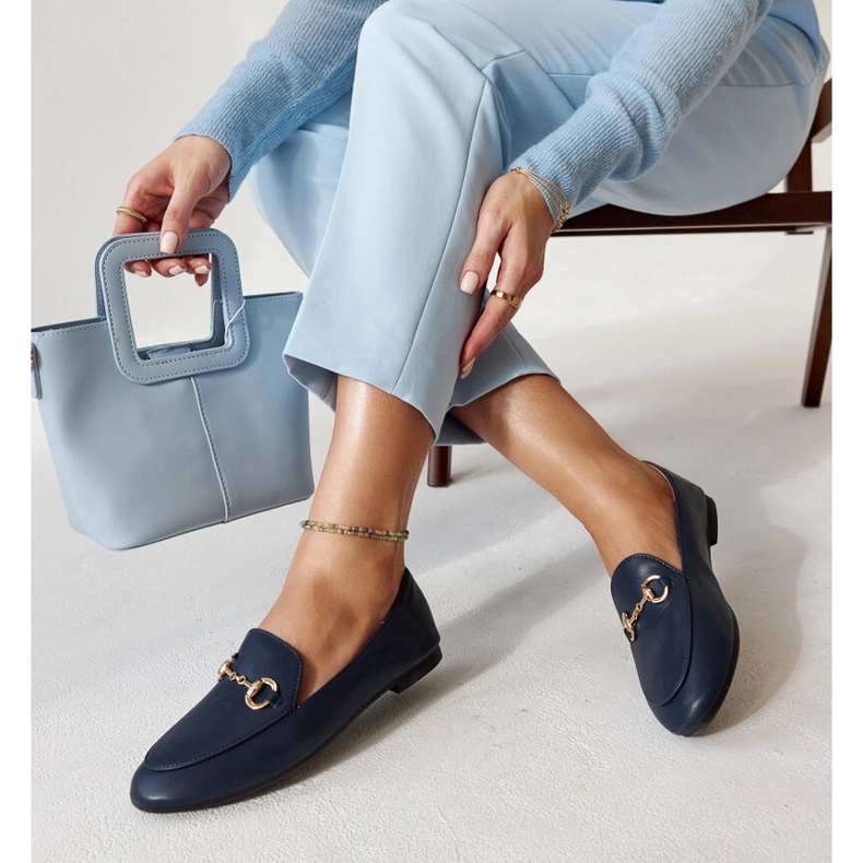 Mocasini bleumarin cu catarama de la Erminia albastru 1