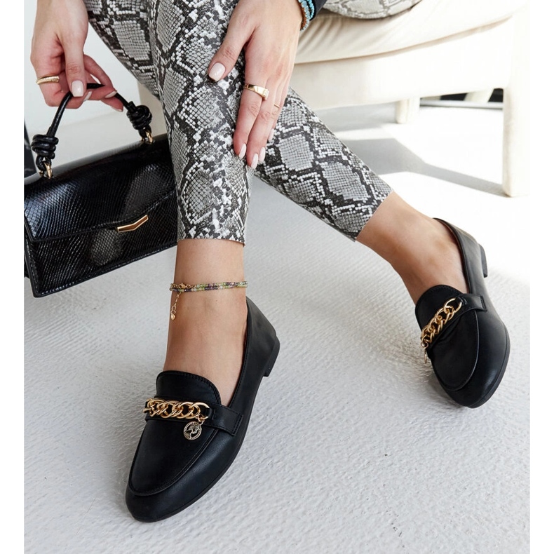 Mocasini negri cu lant Scaletta negru 1