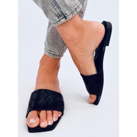 Papuci Sahar Black cu talpă pătrată negru 1