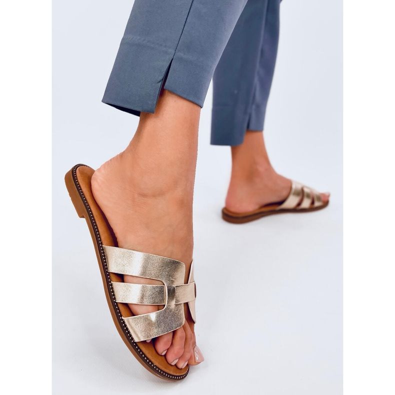 Șlapi Charnes Gold pentru damă de aur 2 Șlapi Charnes Gold pentru damă de aur 2