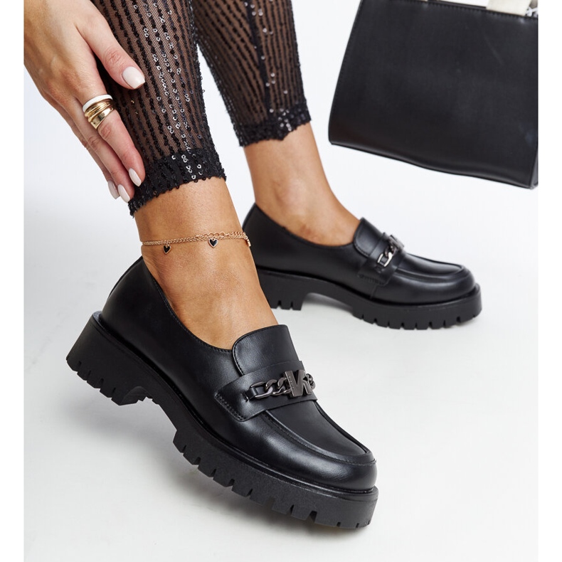 Mocasini Vinceza din piele neagra negru 1