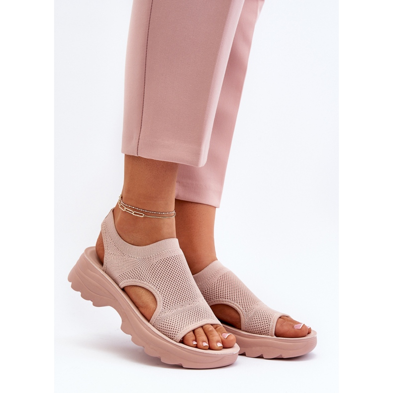 Sandale de damă sport pe talpă groasă, Deinaleia roz 1