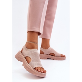 Sandale de damă sport pe talpă groasă, Deinaleia roz 2