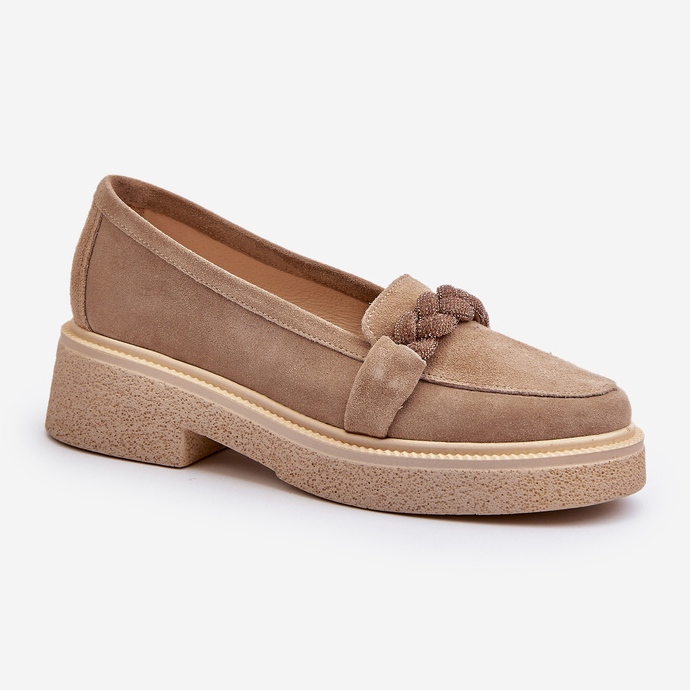 Zazoo 3429/W Mocasini De Damă Cu Decorație De piele intoarsa, Bej 1