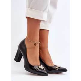 Zazoo 2453/OS Papuci din piele cu toc cu inimă, negru 2