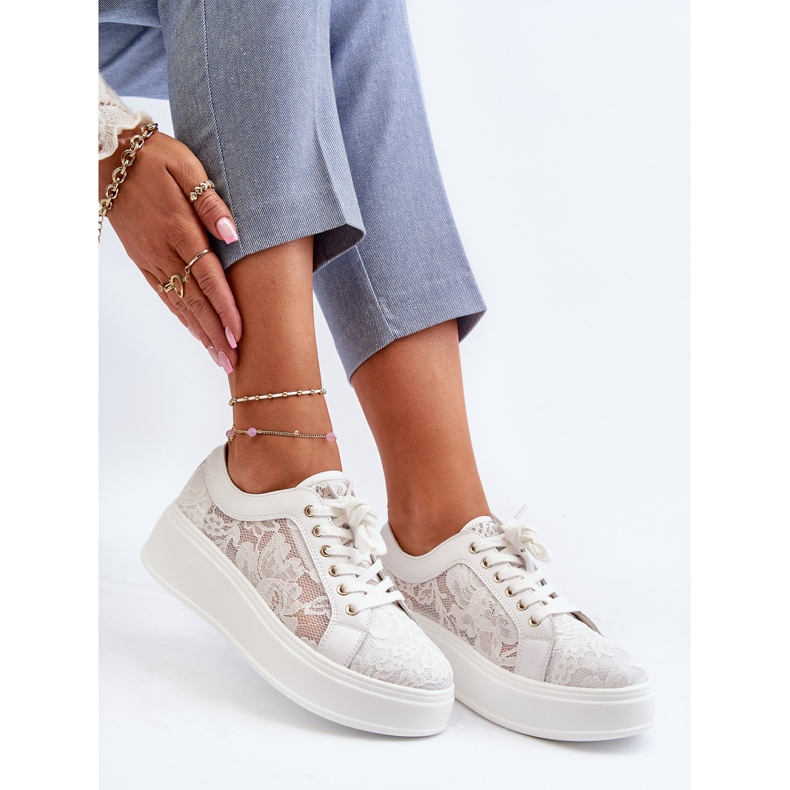 S.Barski Adidași din dantelă din dantelă pe platforma S. Barski Hy51-059 White alb 1