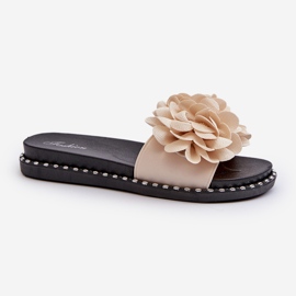 Flip-flops de damă decorate cu flori, bej Cellanen 1