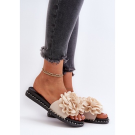Flip-flops de damă decorate cu flori, bej Cellanen 2