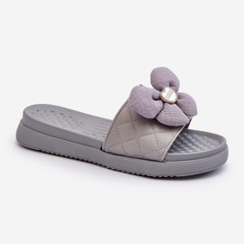 Flip-flops Damă Cu Decorație Pe O Platformă Joasă, Cedrella Gri 2