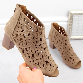 Cizme ajurate de piele intoarsa de dama cu varf deschis, maro deschis, Jezzi RMR1954-16 1 Cizme ajurate de piele intoarsa de dama cu varf deschis, maro deschis, Jezzi RMR1954-16 1