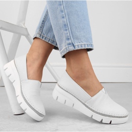 Pantofi cu pană slip-on de damă, alb Filippo DP6161 4