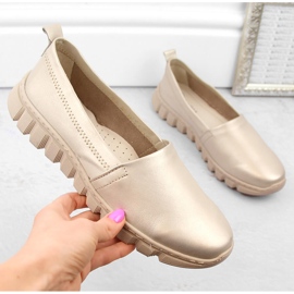 Pantofi slip-on de damă confortabili din piele Helios 405.27 bej 1