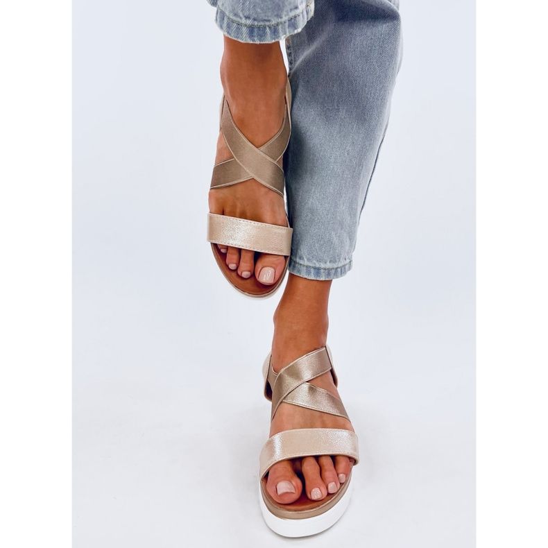 Sandale cu pană Caden Gold de aur 1