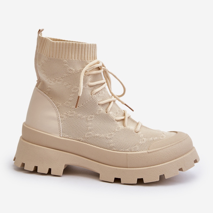 Cizme Slip-On Sock Damă Bej Deschis Solime 2