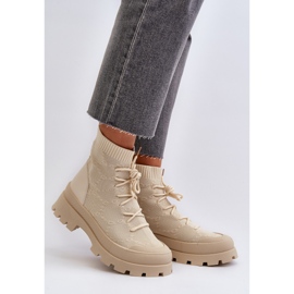 Cizme Slip-On Sock Damă Bej Deschis Solime 3