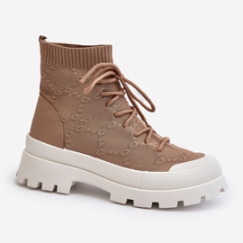 Cizme de damă cu șosete, maro Solime 1 Cizme de damă cu șosete, maro Solime 1