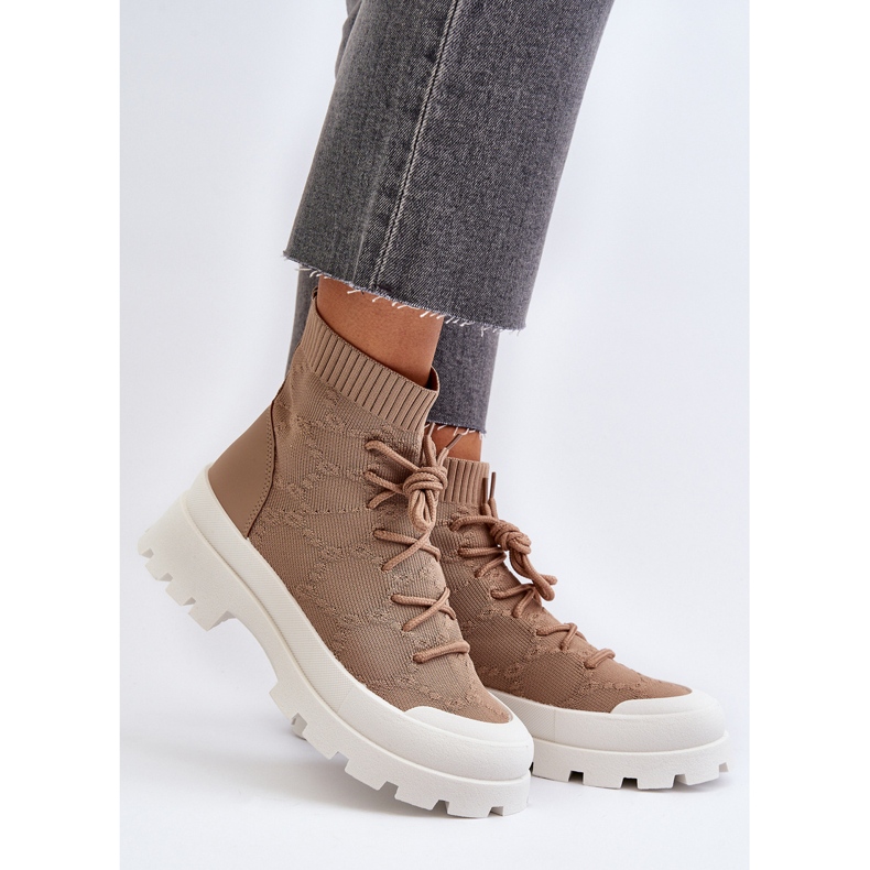 Cizme de damă cu șosete, maro Solime 2 Cizme de damă cu șosete, maro Solime 2