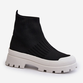 Botine de damă cu ciorap Slip-On Negru Fiename 1
