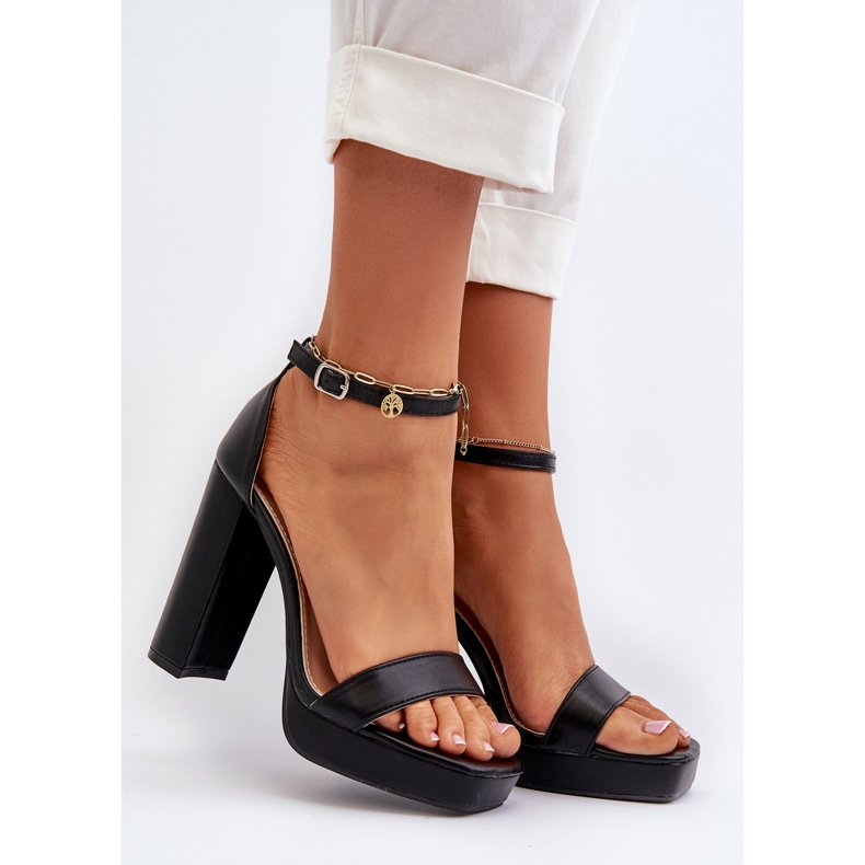 Sandale negre Trewenna cu toc înalt negru 2