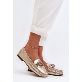 Mocasini Dama Piele Cu Decorat Laura Messi 2761 Aur de aur 2