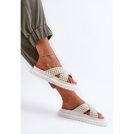 Flip-flops de damă cu platformă decorată alb Niraela 7