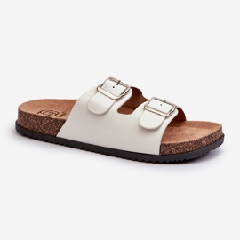 Flip-flops de damă cu catarame, alb 3