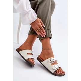 Flip-flops de damă cu catarame, alb 2