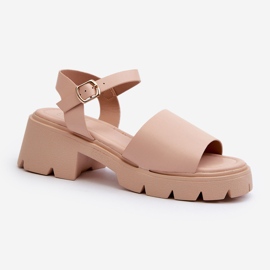 Sandale de damă cu toc gros Nude Dottiassa bej 2