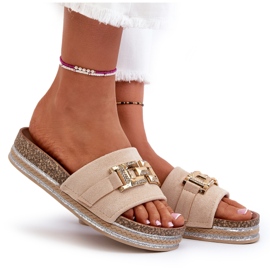 Flip-flops Dama Platforma Cu Decorat, Bej Vapireta 10